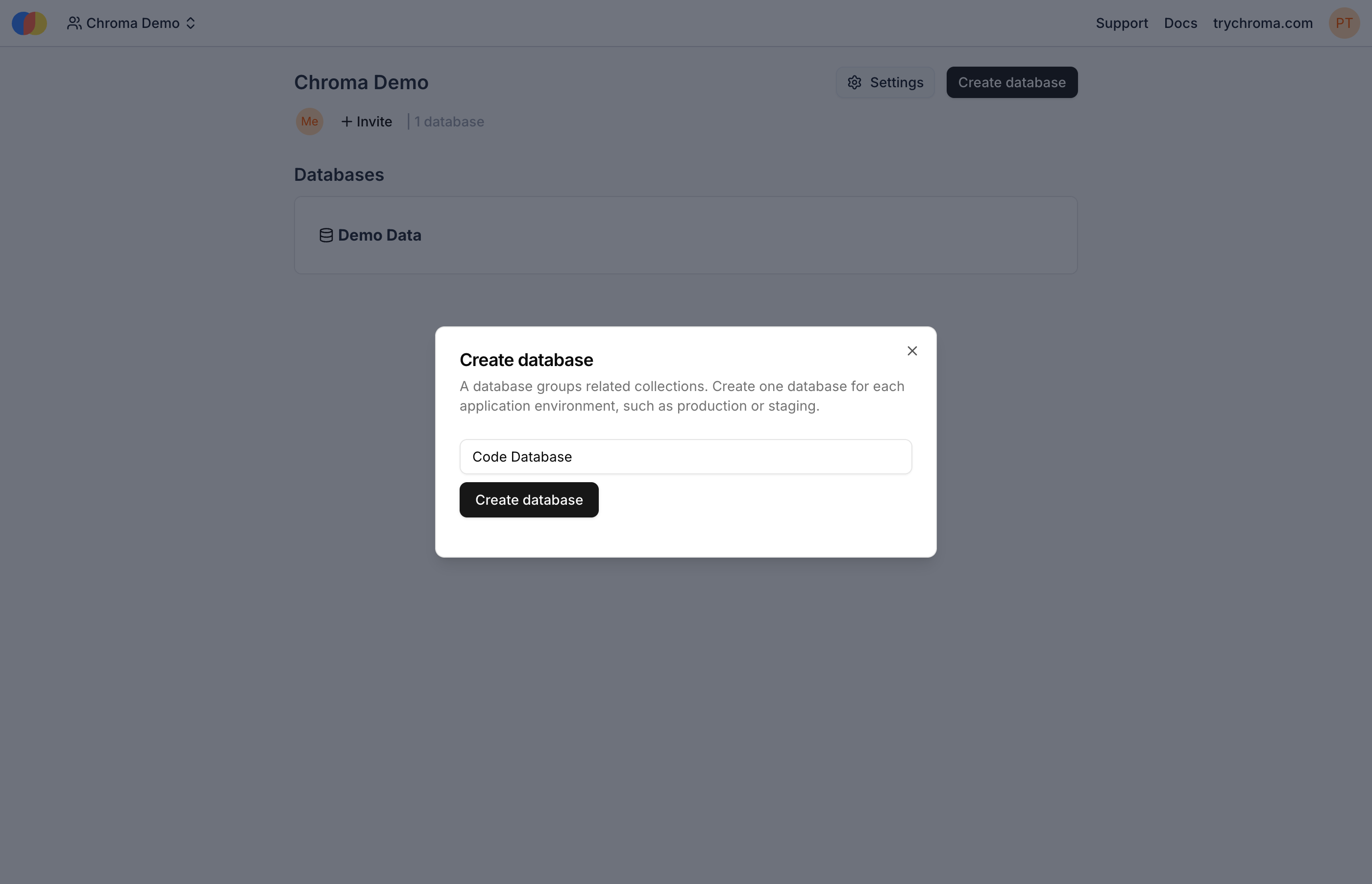 Create database screen