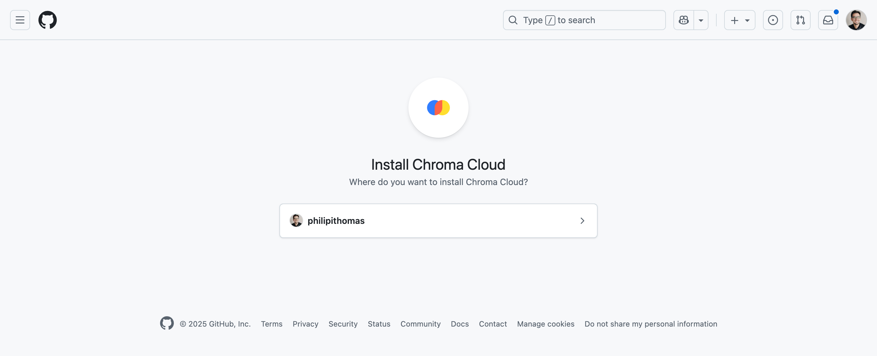 GitHub app installation screen