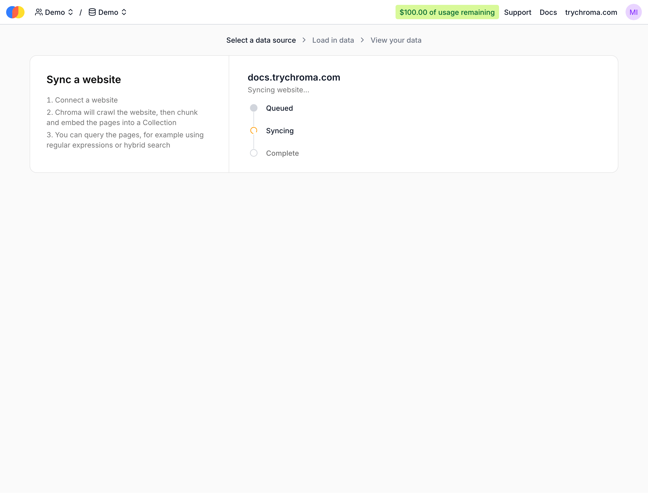 Web sync in progress
