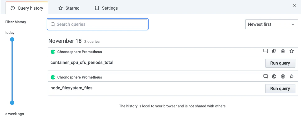 Query history overview