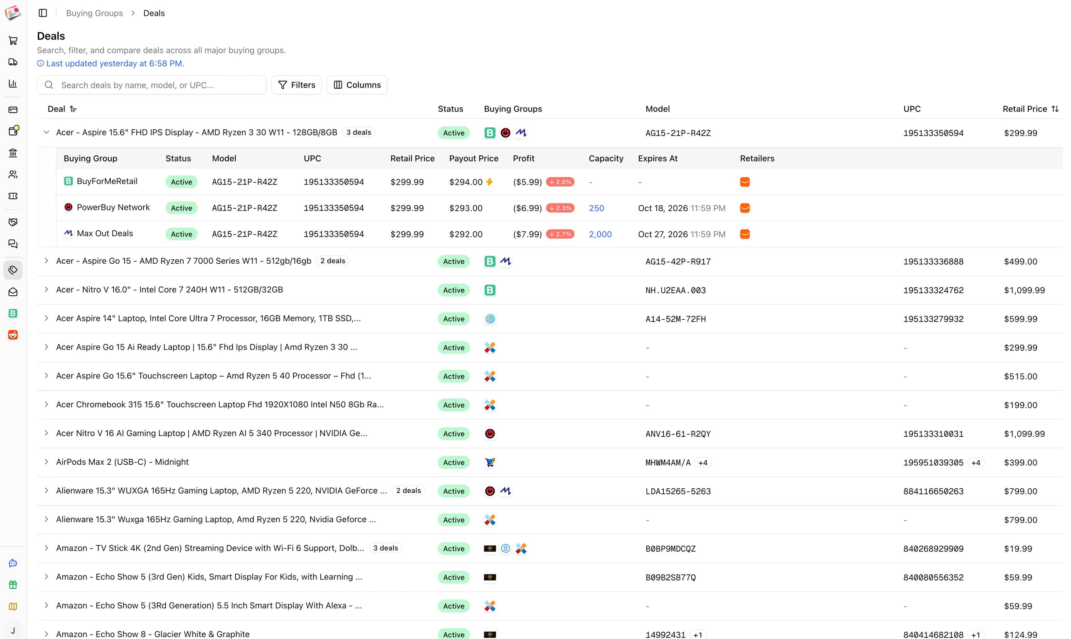 The buying group deals feed