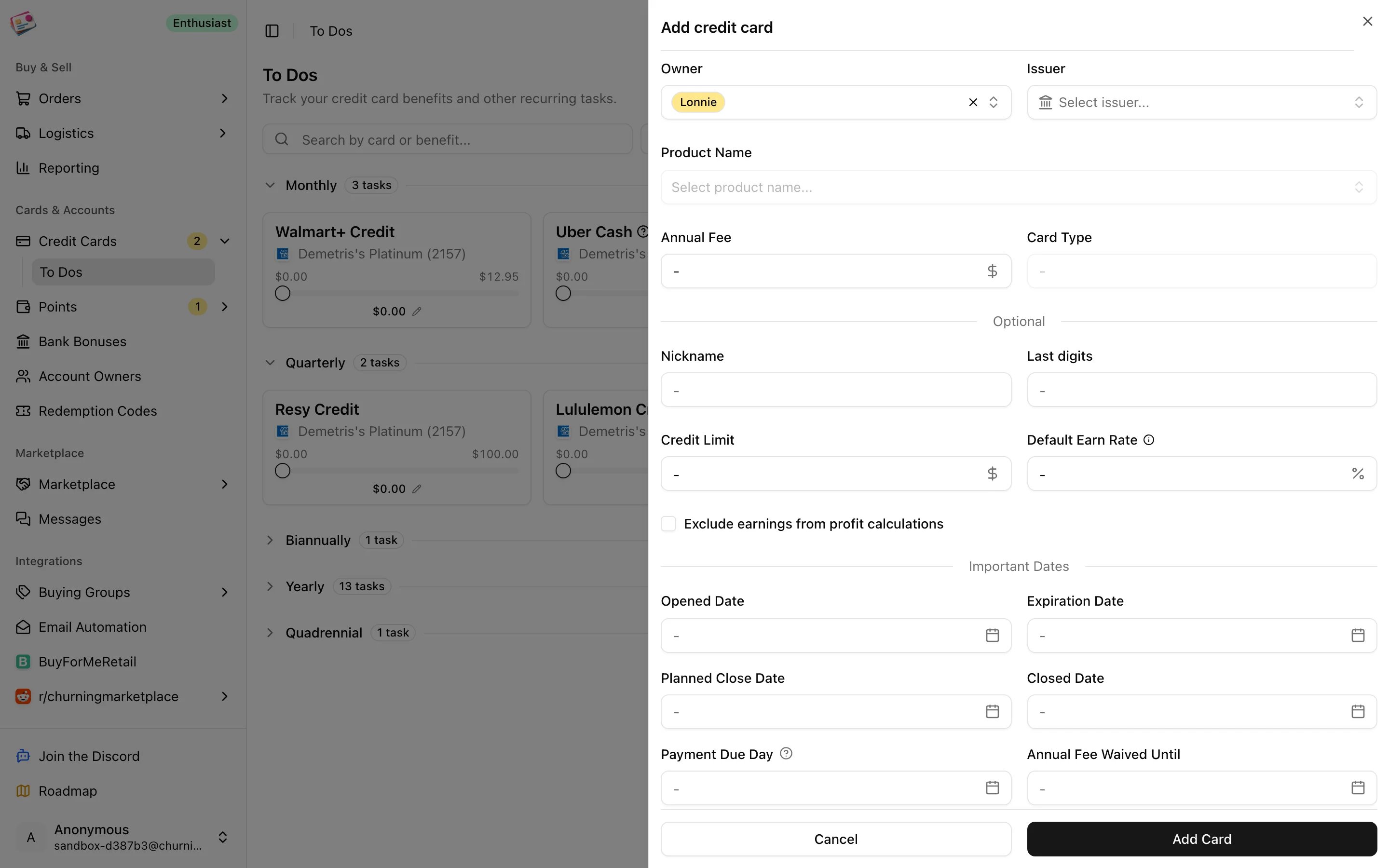 The edit dialog for a benefit with amount used, notes, and the ignore option