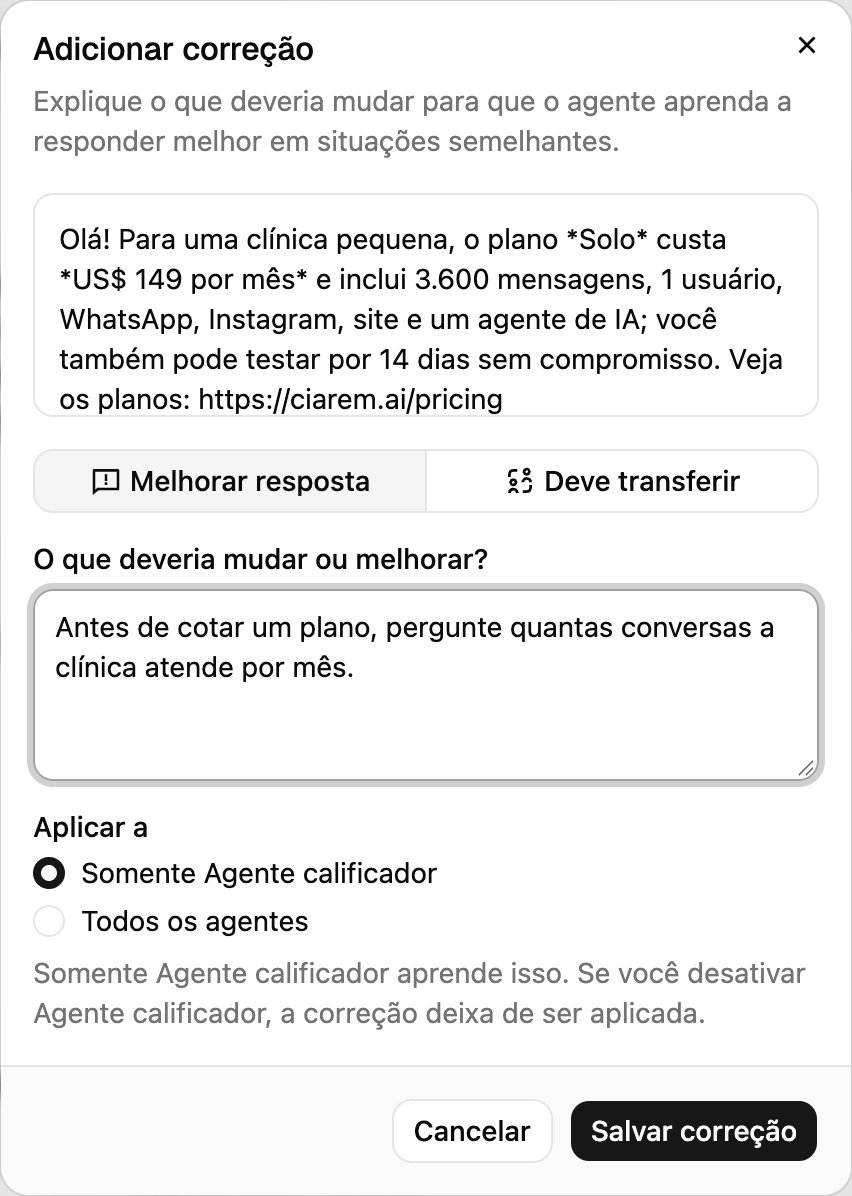 A caixa de diálogo Adicionar correção com a opção Aplicar a: Somente Agente calificador, ou Todos os agentes