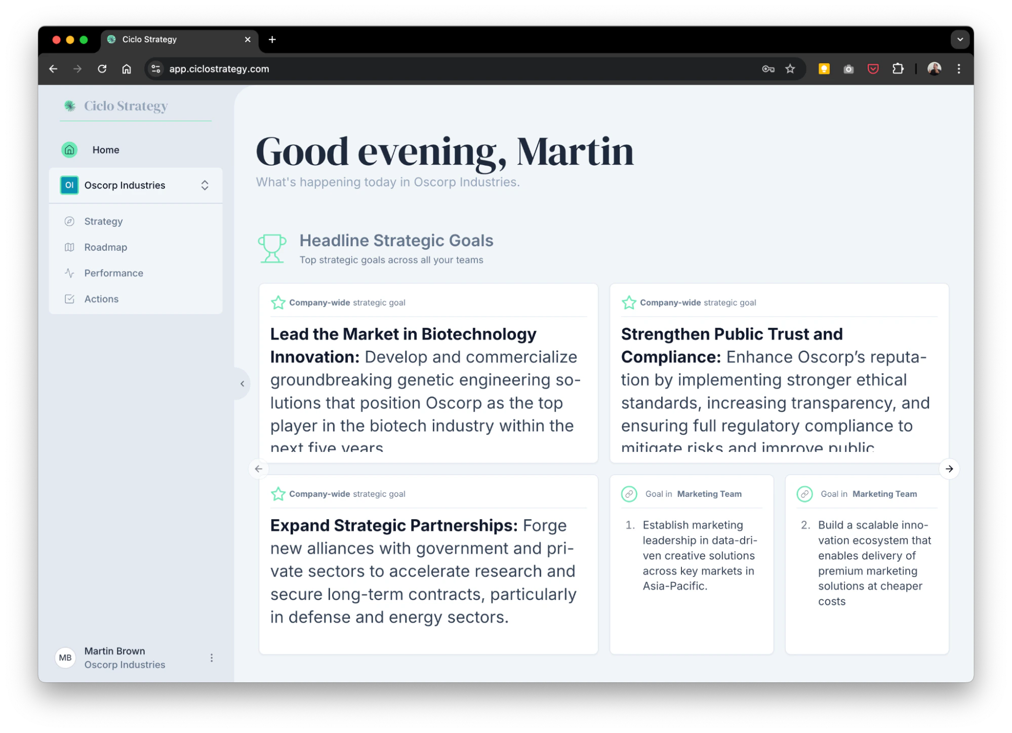 The Ciclo Strategy home page