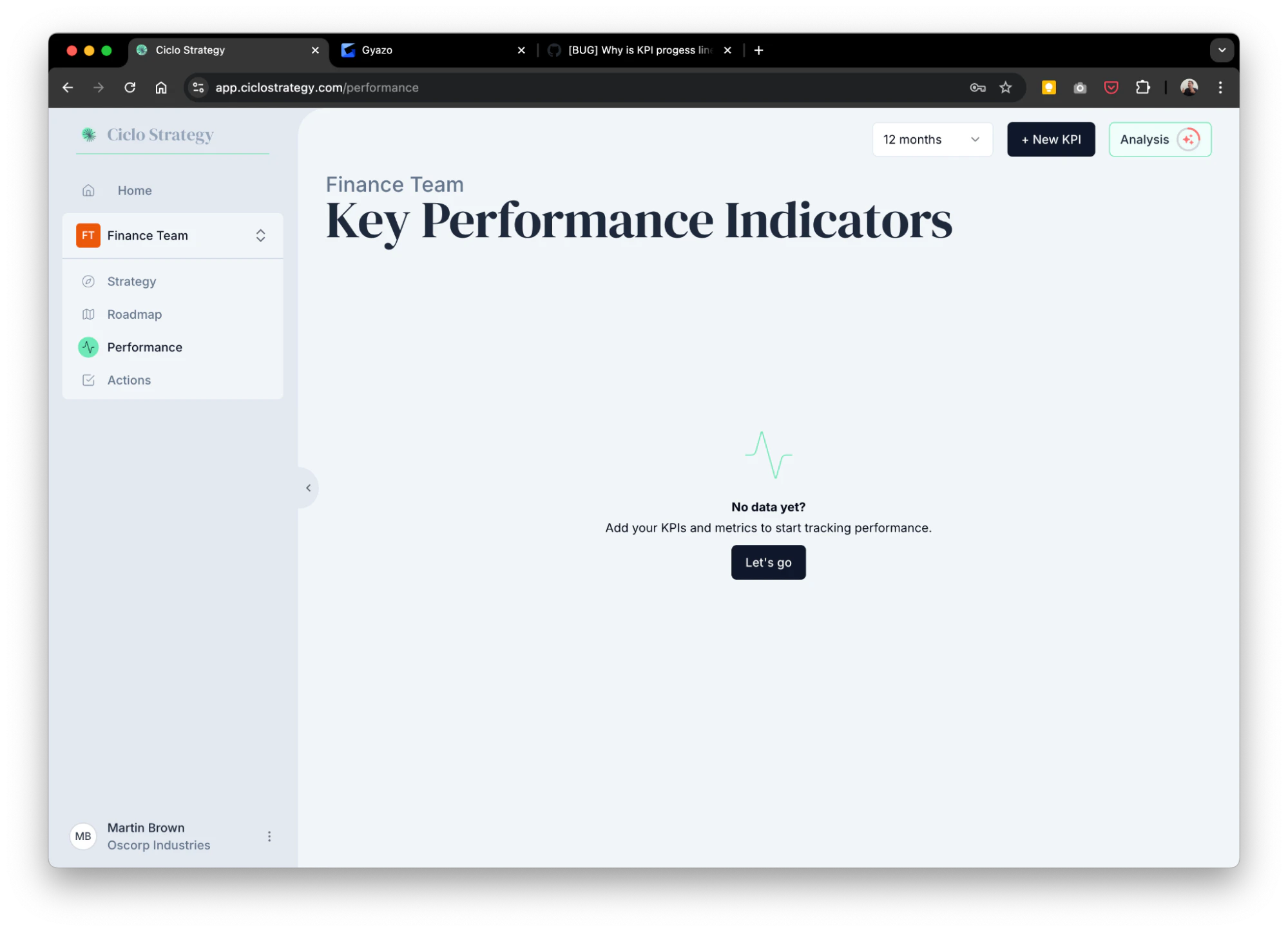 The new KPI modal