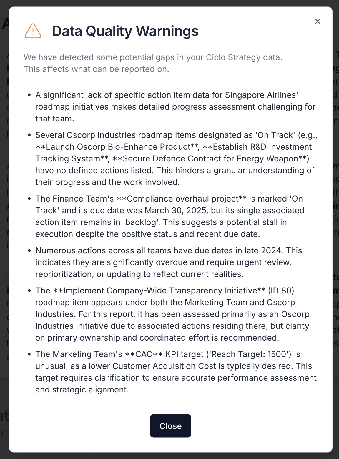 A completed report