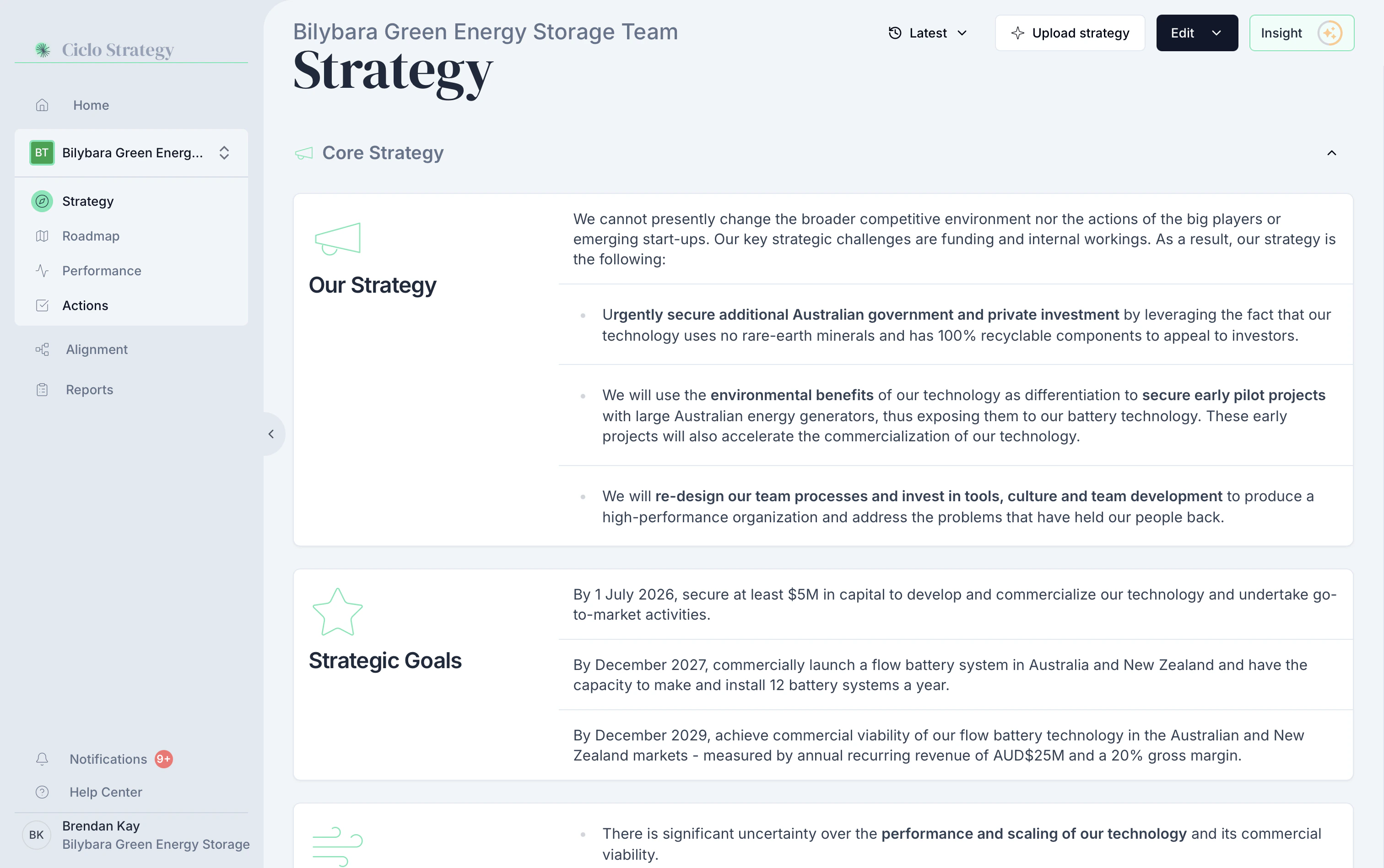 The Ciclo Strategy page