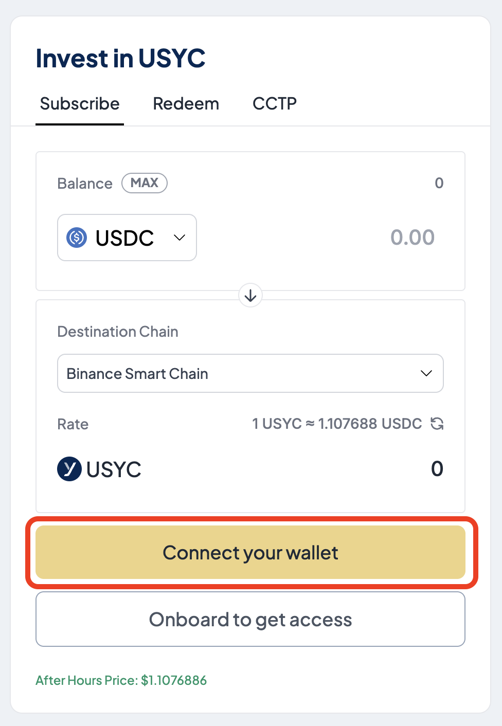 Wallet connection step 1