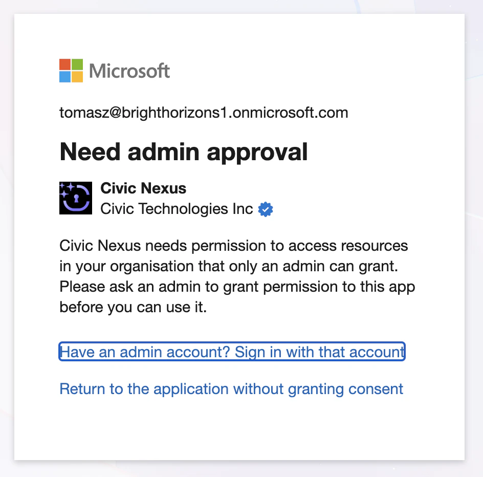 Need Admin Approval Dialog