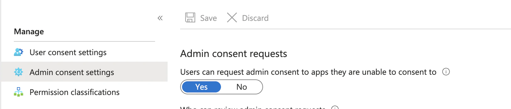 Admin Consent Requests Toggle