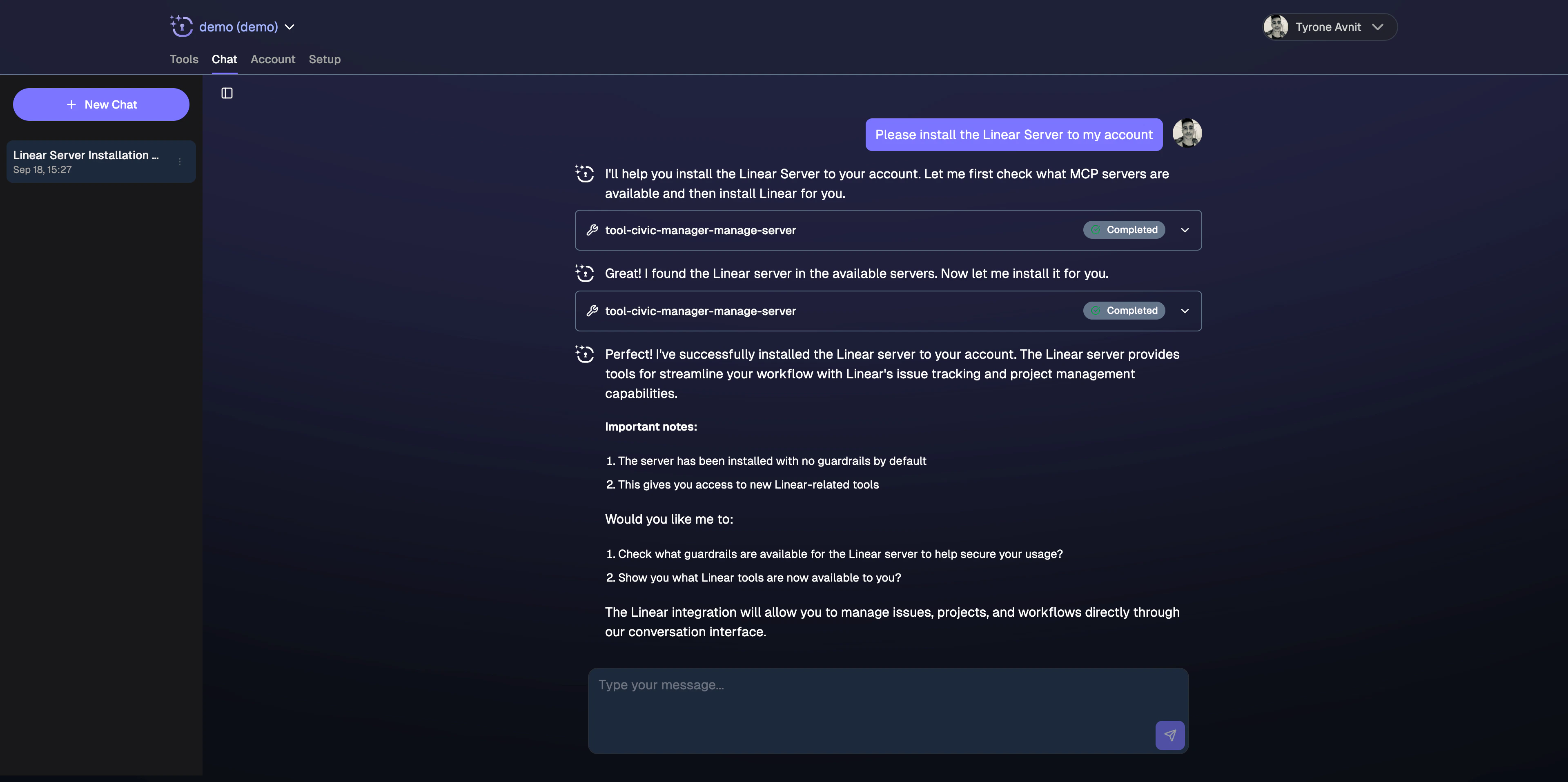 Civic chat interface ready to use