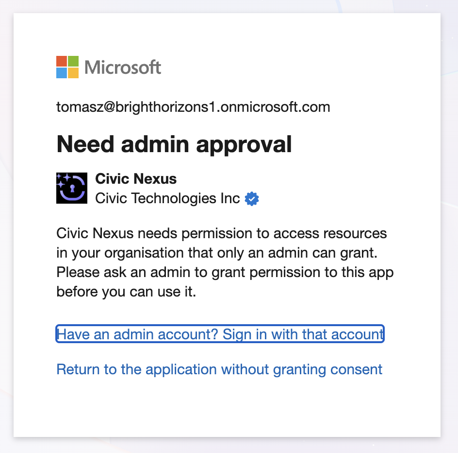Need Admin Approval Dialog