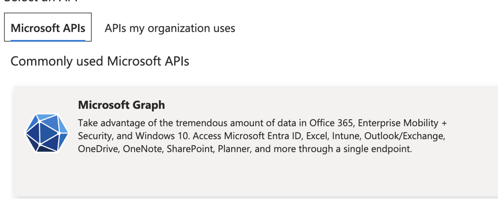 Select Microsoft Graph