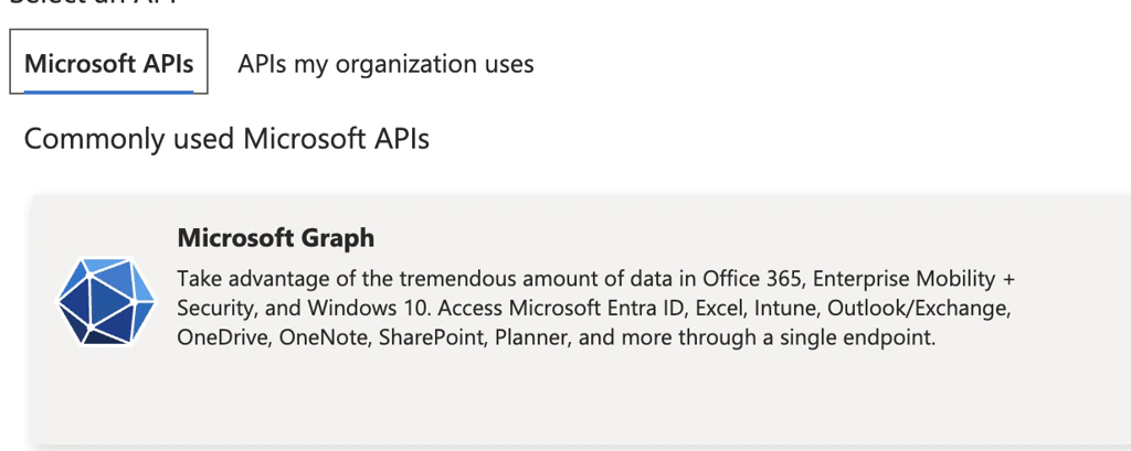 Select Microsoft Graph