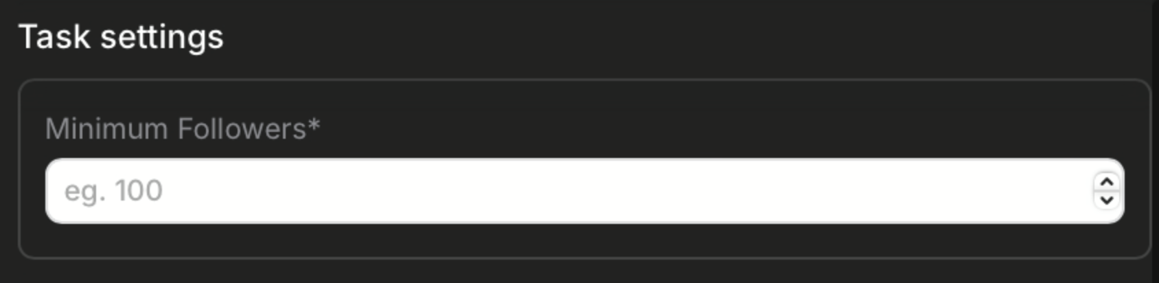 Followers count task settings
