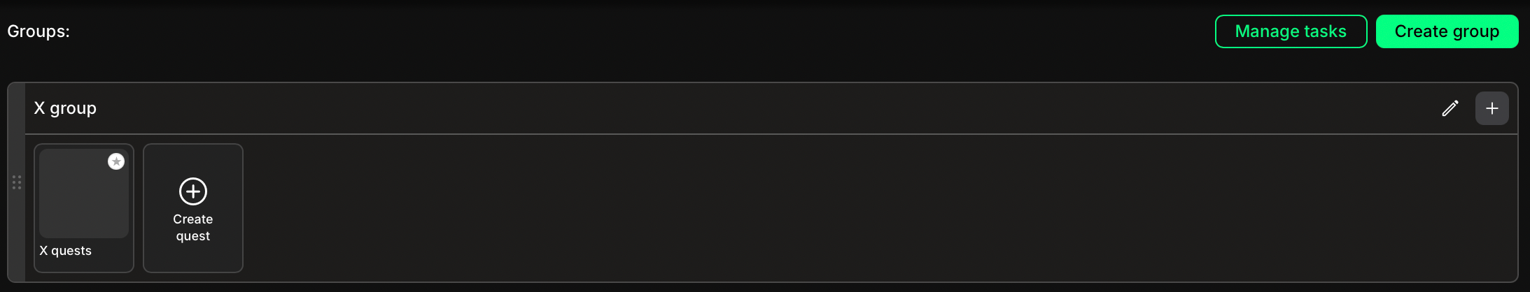 Quest card in group