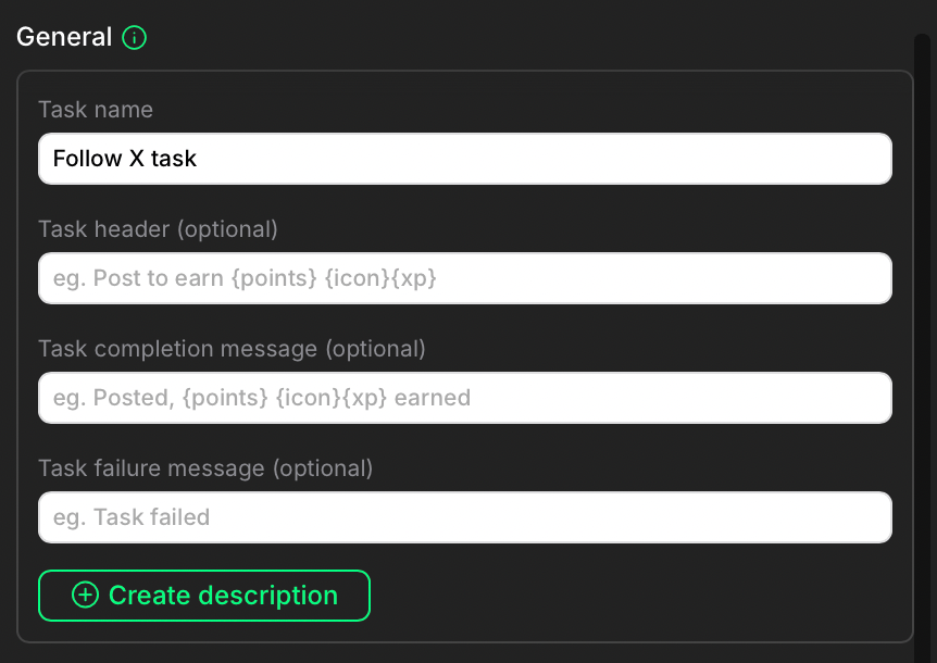Task name field
