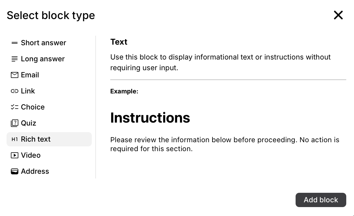 Add Rich Text block