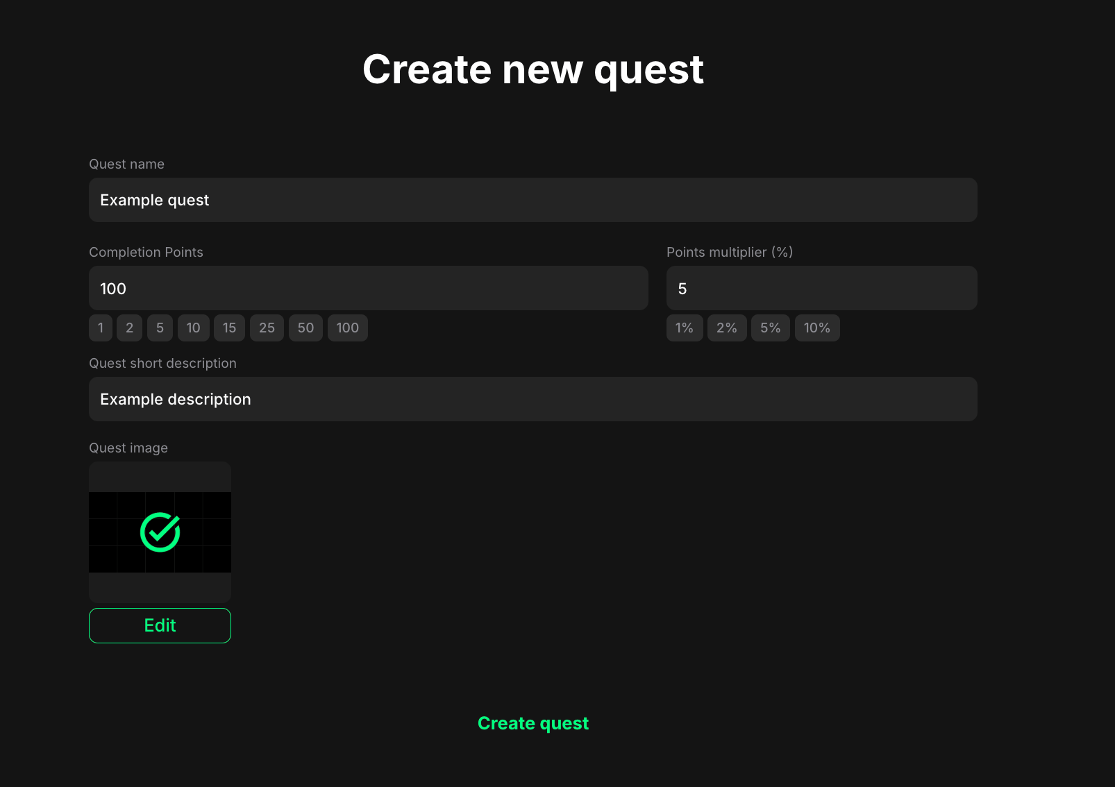 Create quest form