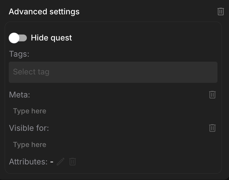 Quest advanced settings