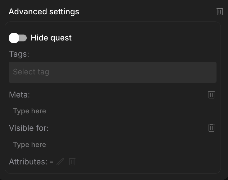 Quest advanced settings