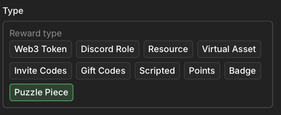 Reward type section