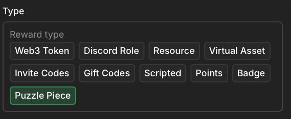 Reward type section