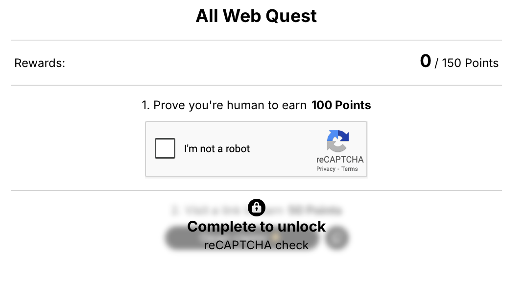 Anti-bot task, user view