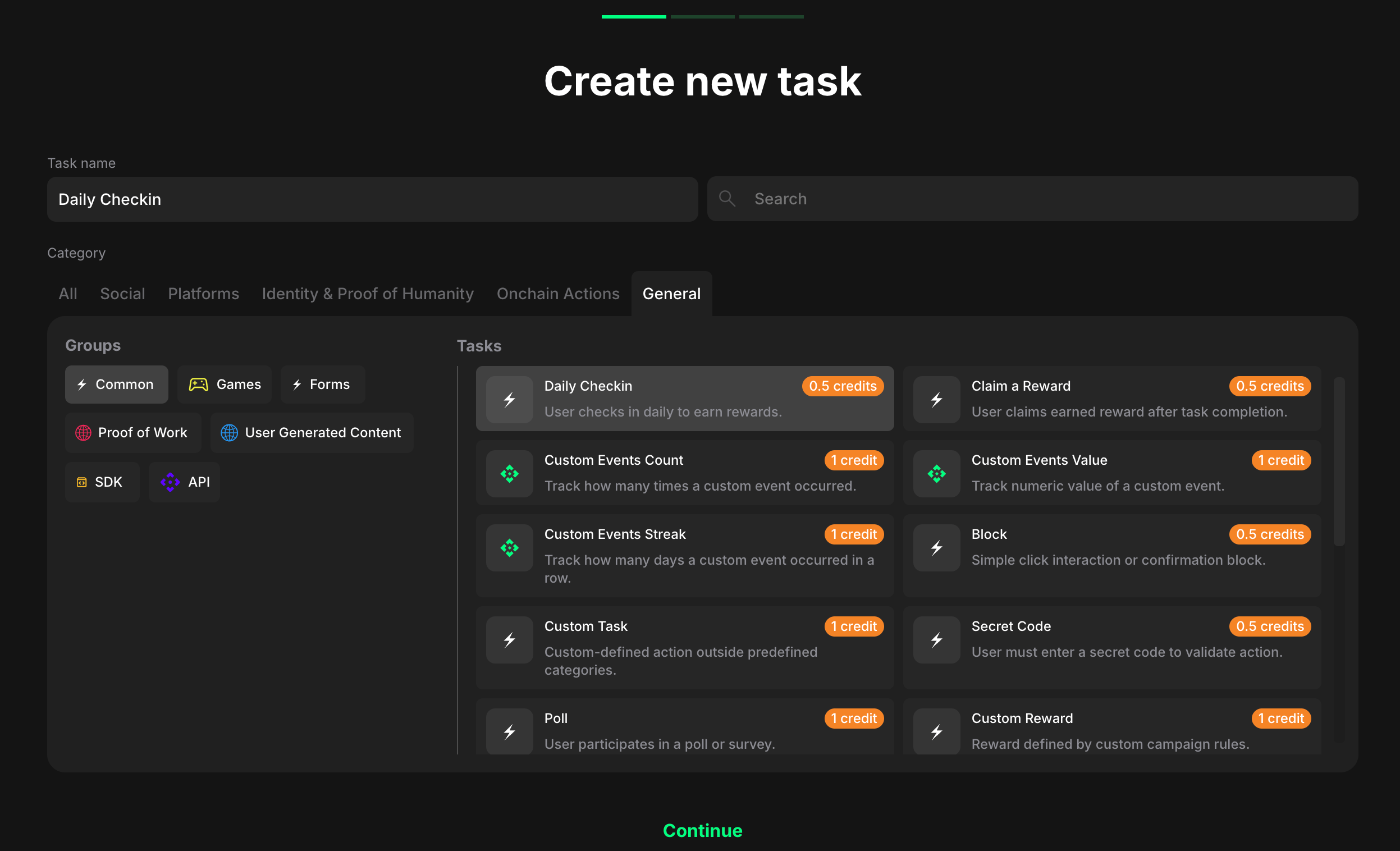 Create new task