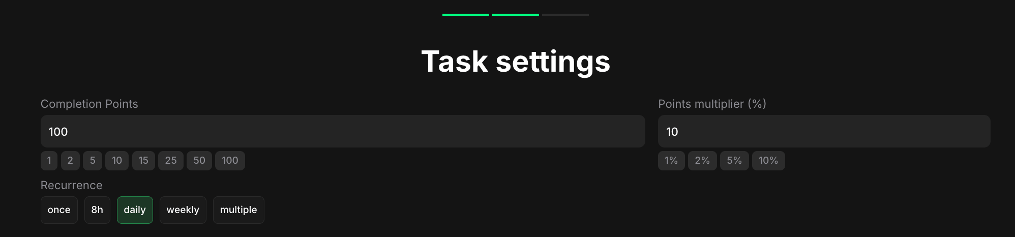 Common task settings