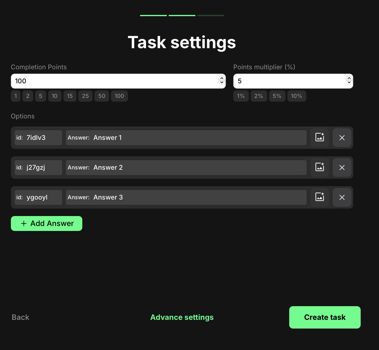Poll task settings