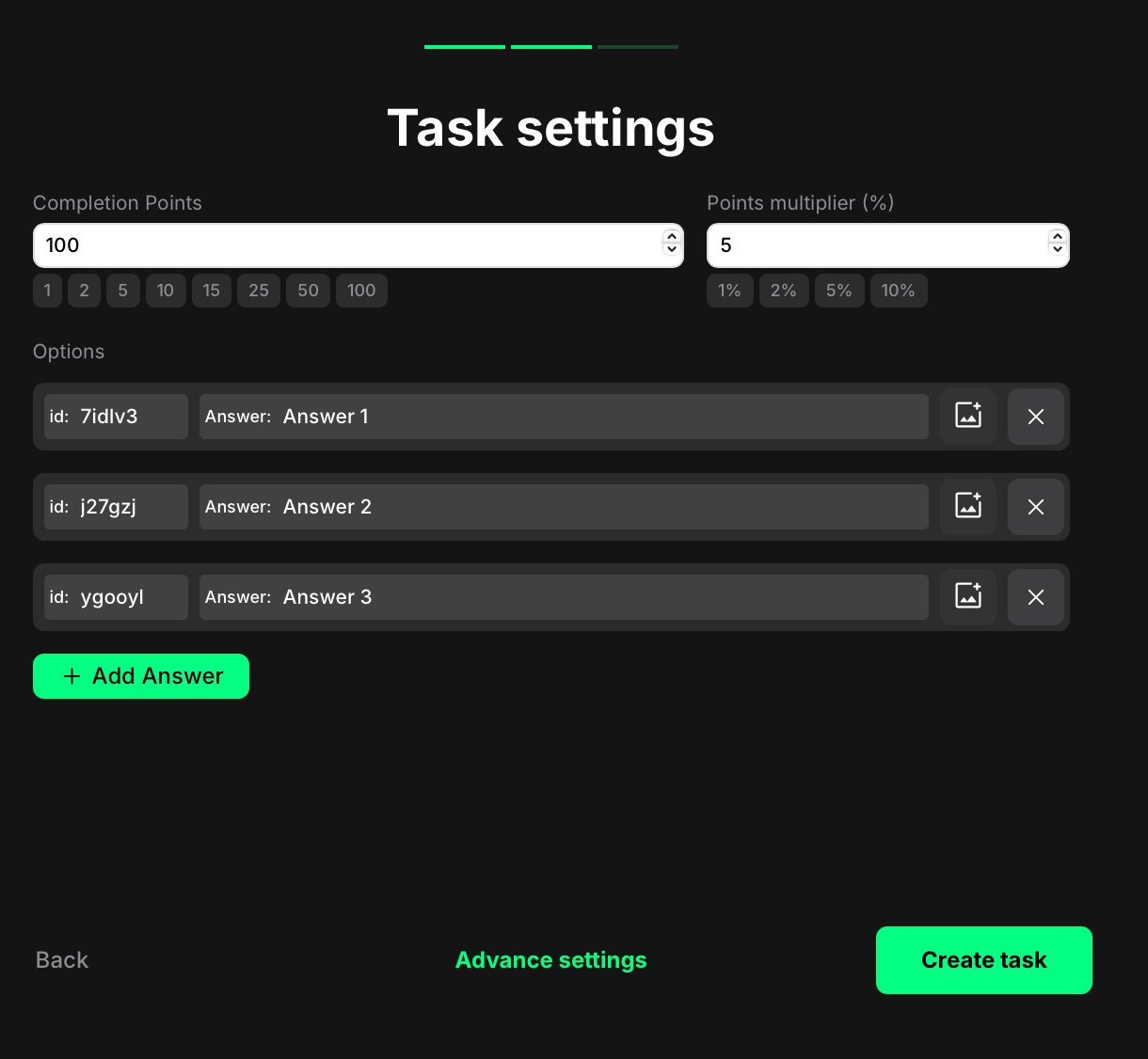 Poll task settings