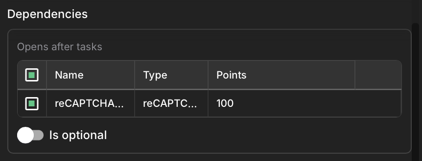 Dependencies section