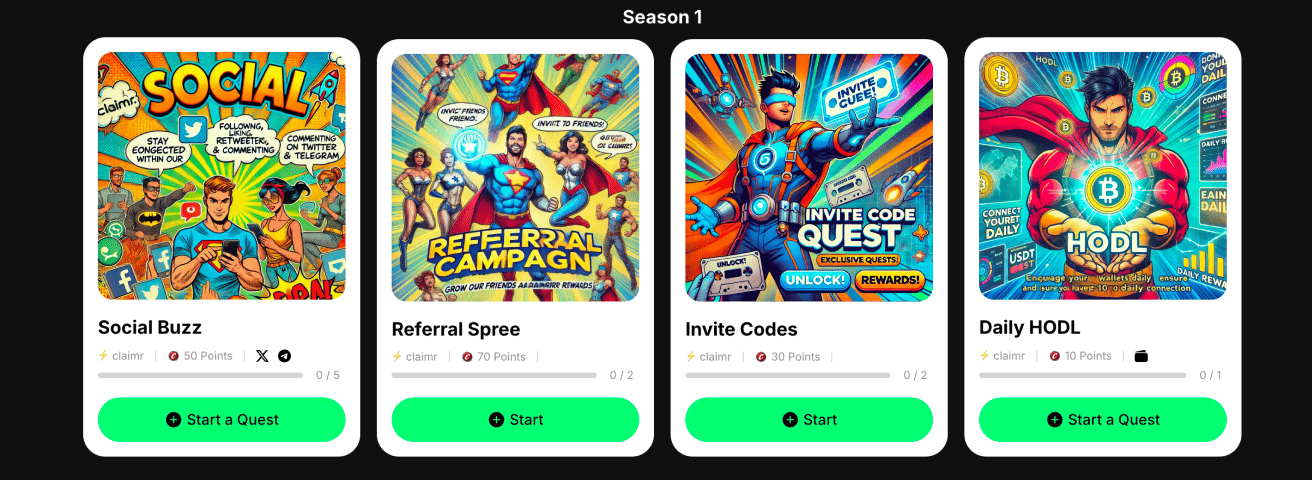 Example group of quests