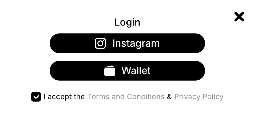 Example login pop-up