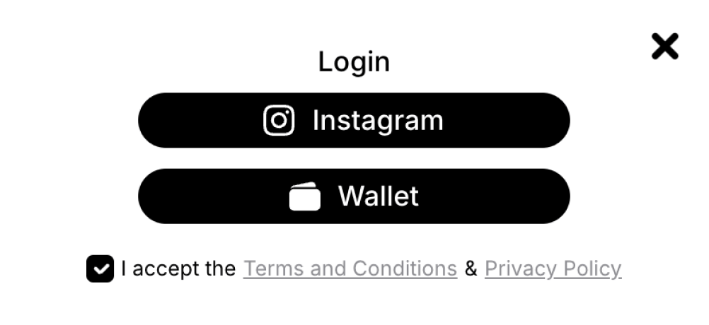 Example login pop-up