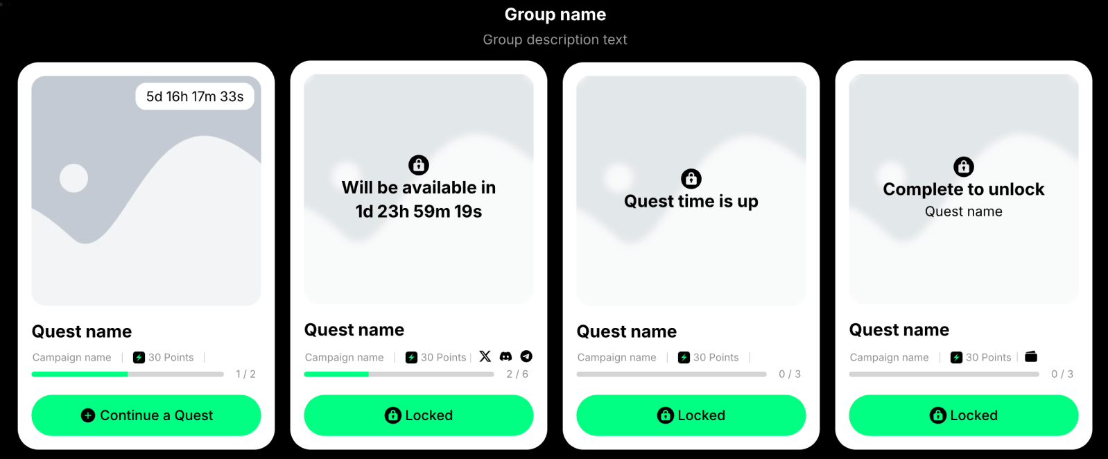 Example quest group with title and description