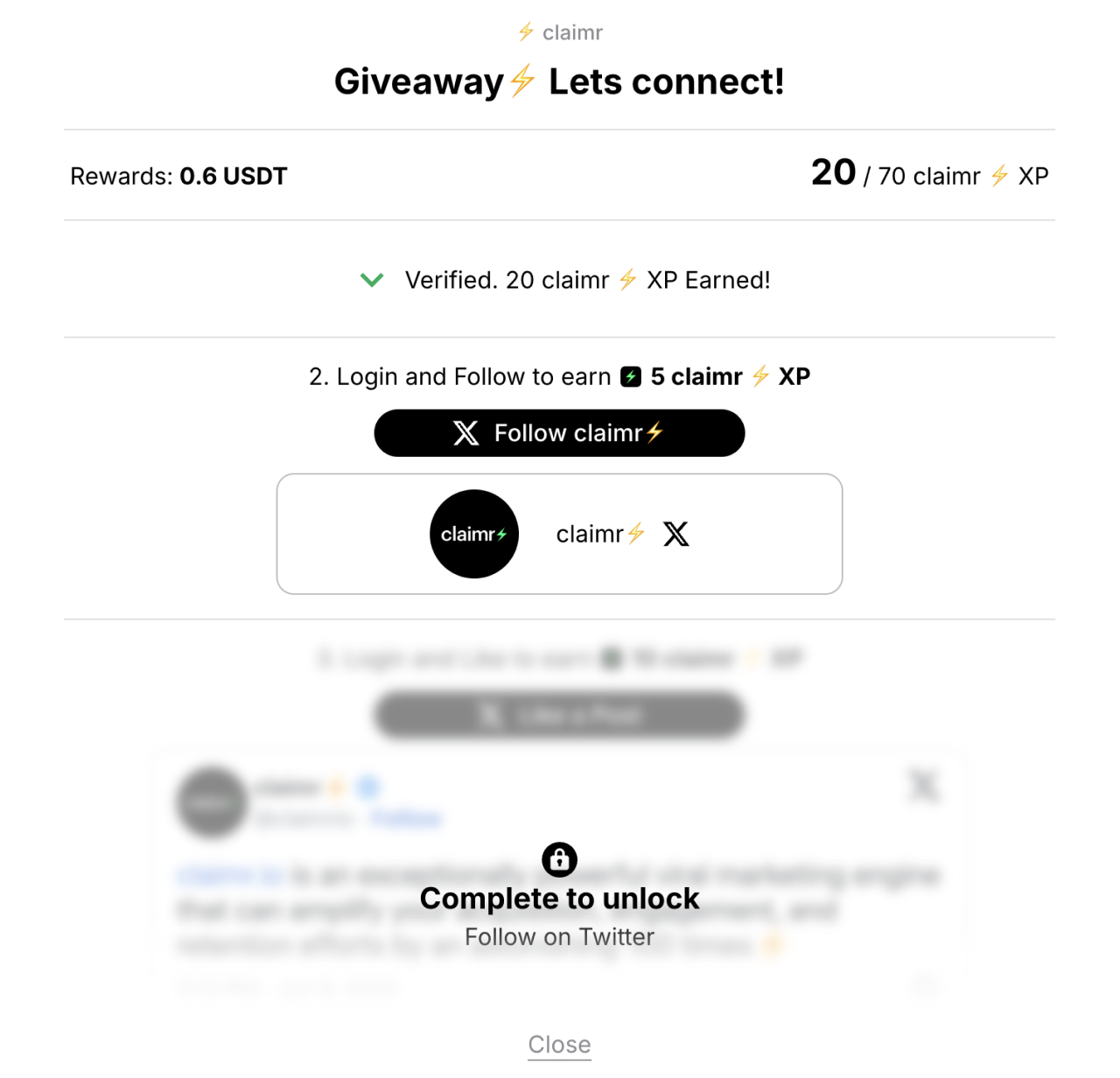Example completed, active, and locked task