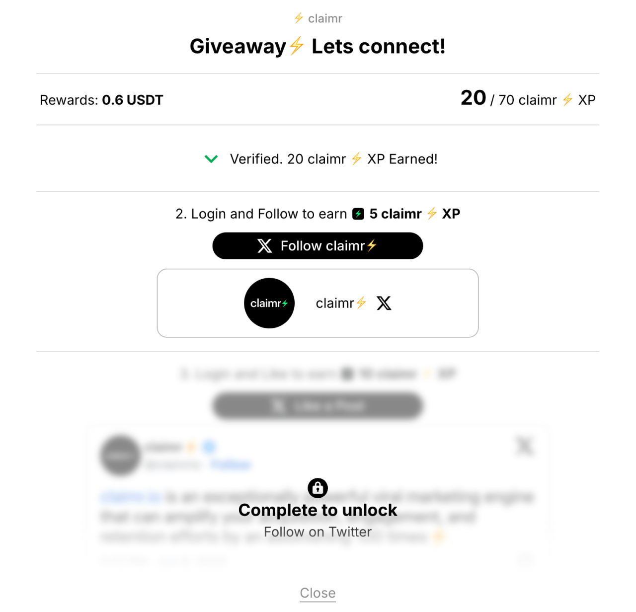 Example completed, active, and locked task