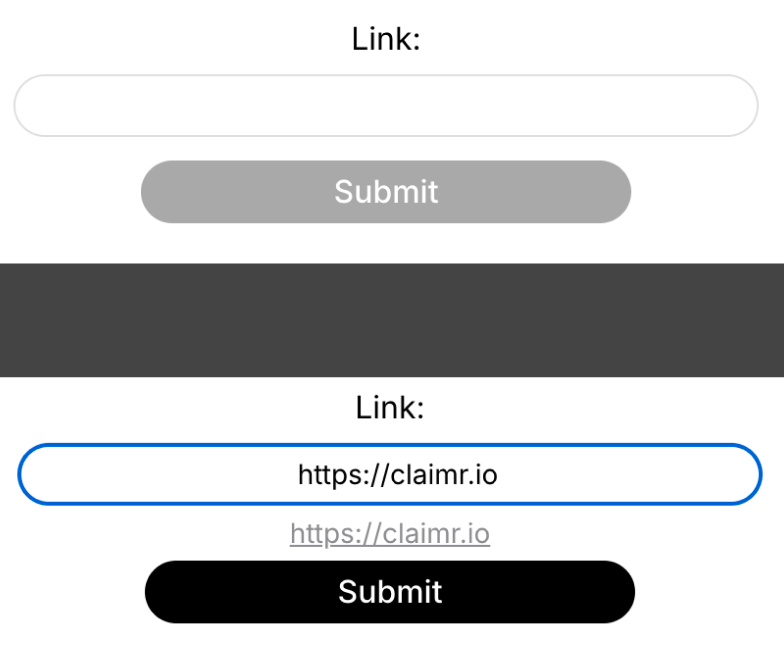 Example text input in different states