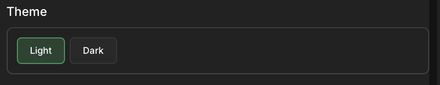 Light and Dark theme preview toggle
