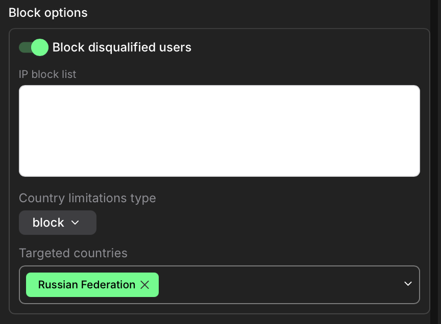Block options section