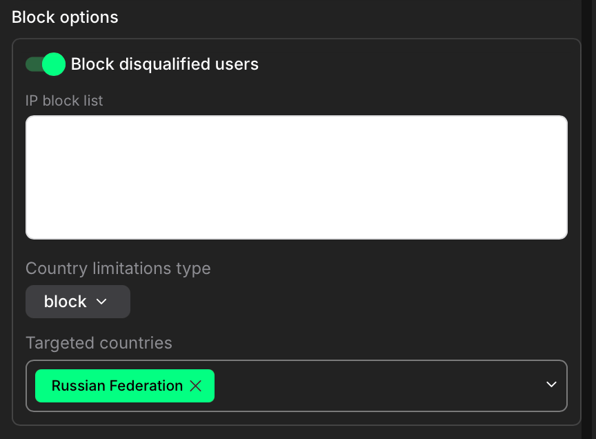 Block options section