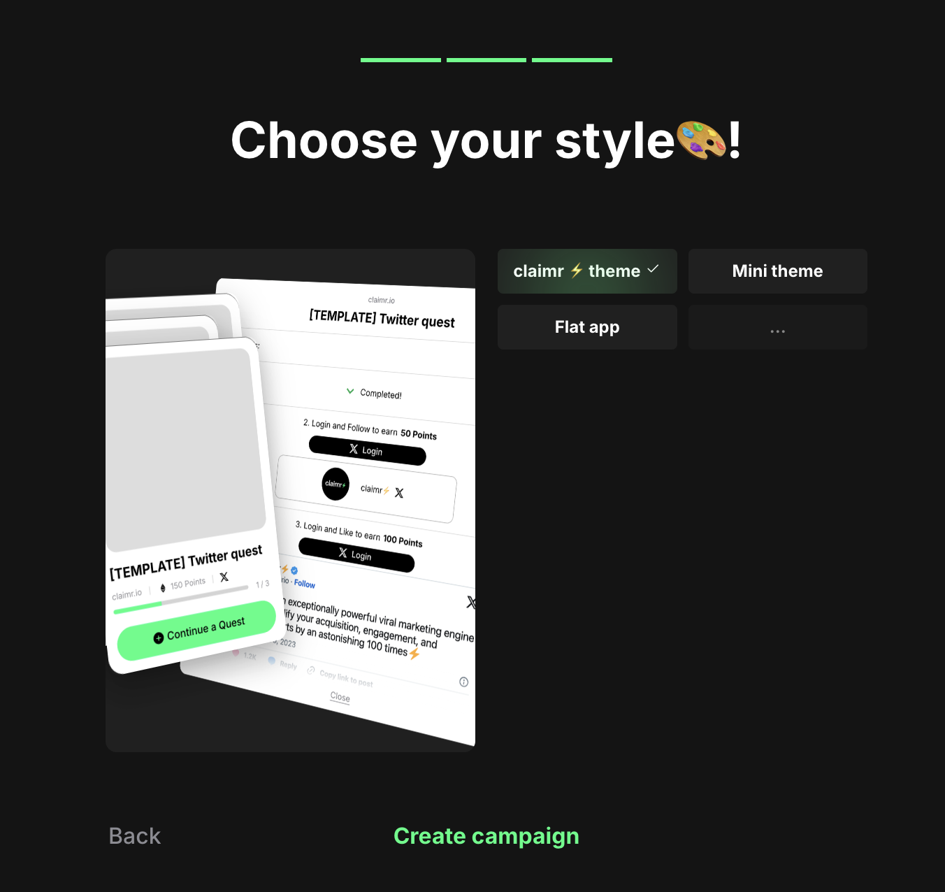 Campaign style selection