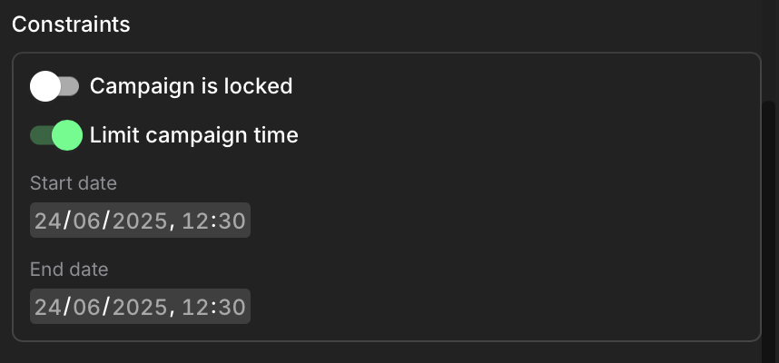 Time limits section