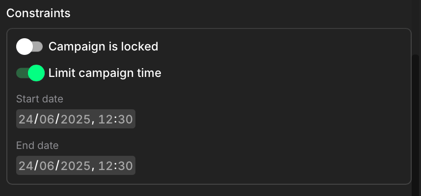 Time limits section