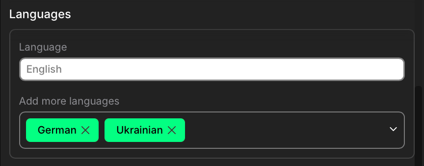 Languages section