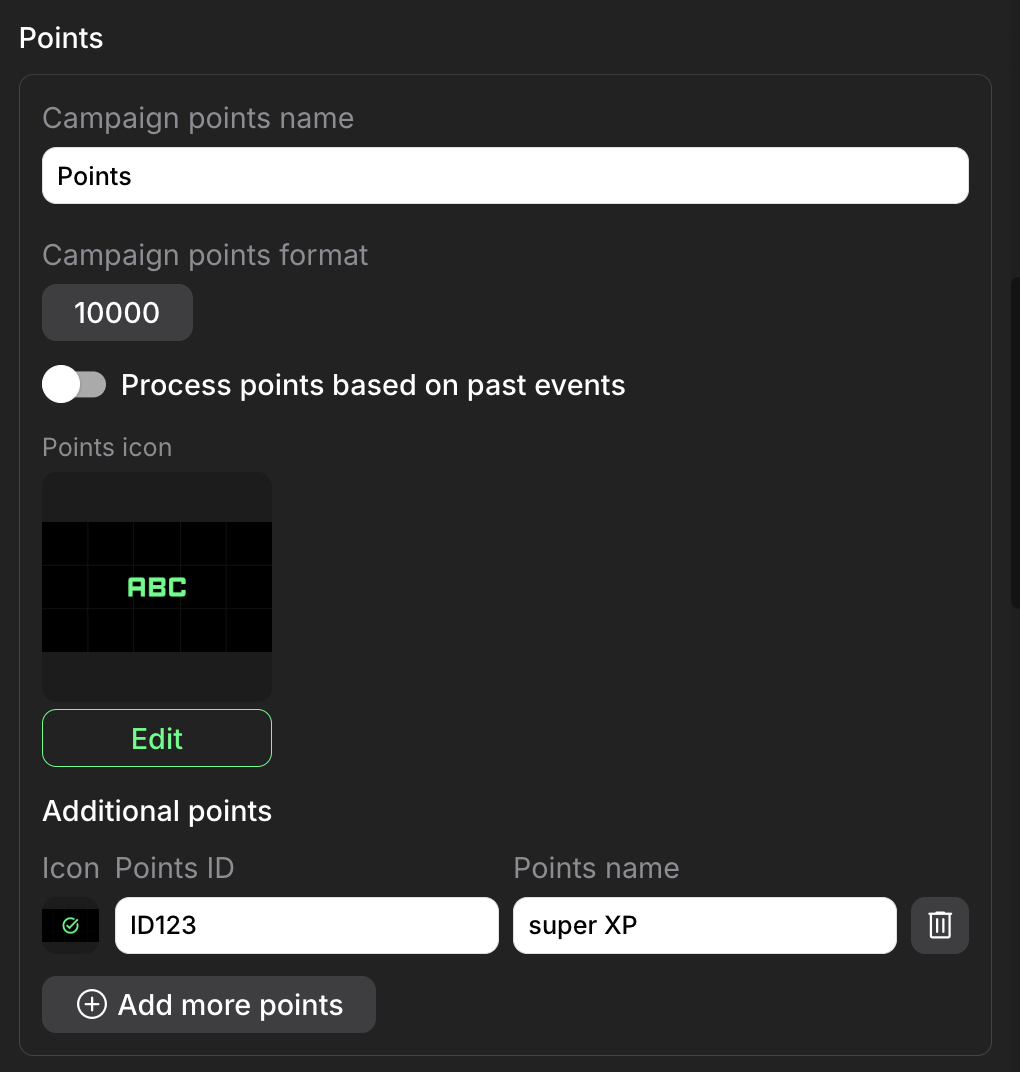 Points section