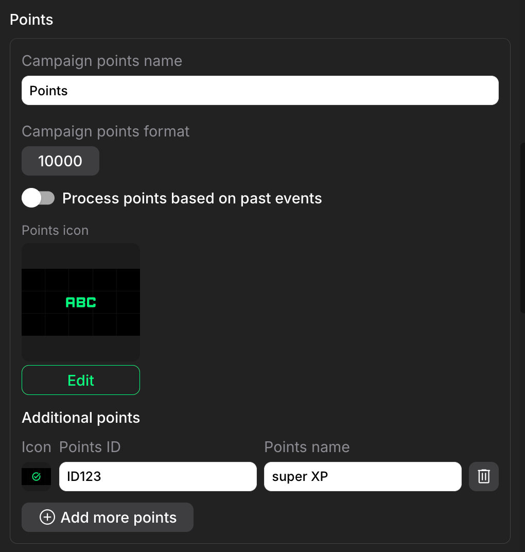 Points section