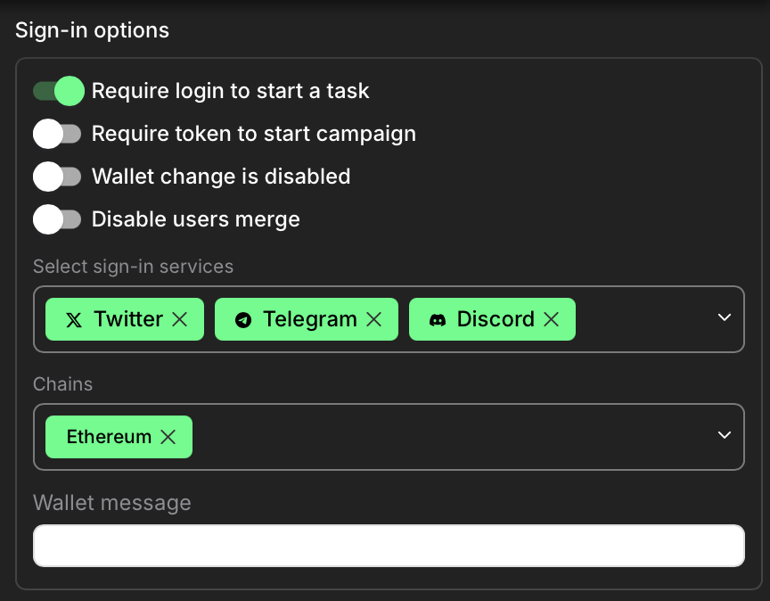 Campaign access rules settings